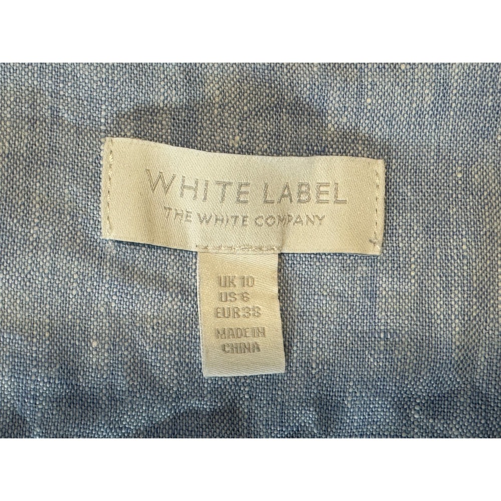 White Label Shift Linen Dress Women 6 Pockets Short Sleeve V-neck Washable Blue - Picture 5 of 10